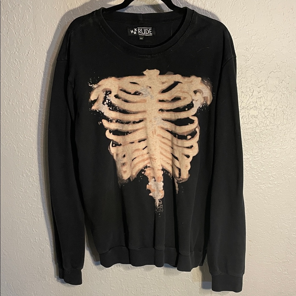RUDE Black and Beige Skeleton Crewneck Sweater